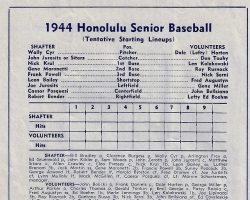 1944 Honolulu Senior Bowl lineup card. 1944 Honolulu Senior Bowl lineup card.