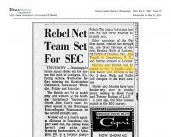 Rebel Net Team Set For SEC. <em>Clarion Ledger</em> (Jackson, MS), May 8, 1968. Rebel Net Team Set For SEC. May 8, 1968.