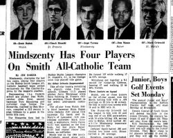 Mindszenty Has Four Players On Smith All-Catholic Team. <em>Buffalo Courier Express</em>, June 29, 1969. Mindszenty Has Four Players On Smith All-Catholic Team. June 29, 1969.