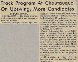 Track Program At Chautauqua On Upswing; More Candidates. <em>Post-Journal</em> (Jamestown), 1977. Track Program At Chautauqua On Upswing; More Candidates. 1977.