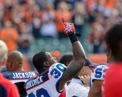 Jehuu Caulcrick with the Buffalo Bills. Jehuu Caulcrick with the Buffalo Bills.