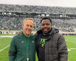 Mark Dantonio, Jehuu's coach his senior year at Michigan State. Mark Dantonio, Jehuu's coach his senior year at Michigan State.