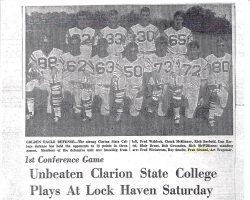 Unbeaten Clarion State College Plays At Lock Haven Saturday. Unbeaten Clarion State College Plays At Lock Haven Saturday.