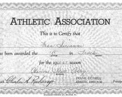 Clarion State College track certificate. 1966-67. Clarion State College track certificate. 1966-67.