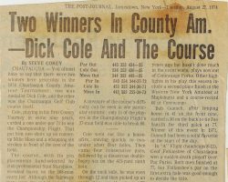 Two Winners In County Am. - Dick Cole And The Course. <em>Post Journal</em> (Jamestown), August 27, 1974. Two Winners In County Am. - Dick Cole And The Course. August 27, 1974.