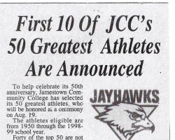 First 10 Of JCC's50 Greatest Athletes Are Announced. <em>Post-Journal</em> (Jamestown). 2000. First 10 Of JCC's50 Greatest Athletes Are Announced. 2000.