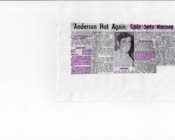 Anderson Hot Again; Cole Sets Record. Anderson Hot Again; Cole Sets Record.