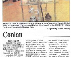 Conlan Memorabilia On Display At CSHOF. Page 2. <em>Post-Journal</em> (Jamestown), November 25, 2014. Conlan Memorabilia On Display At CSHOF. Page 1. November 25, 2014.