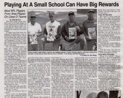 Playing At A Small School Can Have Big Rewards. Page 1. <em>Post-Journal</em> (Jamestown), September 7, 2001. Playing At A Small School Can Have Big Rewards. Page 1. September 7, 2001.