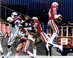 Chuck Crist makes an interception for the San Francisco 49ers. 1978. Chuck Crist makes an interception for the San Francisco 49ers. 1978.