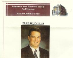 Invitation to event adding Chuck Crist to the Salamanca Historical Society Hall of Fame. Invitation to event adding Chuck Crist to the Salamanca Historical Society Hall of Fame.