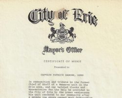 City of Erie Certificate of Merit. May 20, 1978. City of Erie Certificate of Merit. May 20, 1978.
