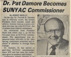 Dr. Pat Damore Becomes SUNYAC Commissioner. 1985. Dr. Pat Damore Becomes SUNYAC Commissioner. 1985.