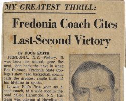Fredonia Coach Cites Last-Second Victory. Fredonia Coach Cites Last-Second Victory.