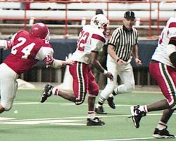 David Hinson running for Jamestown High School at the Carrier Dome, 1994. David Hinson running for Jamestown High School at the Carrier Dome, 1994.