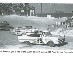 Fireball Roberts at the NASCAR Convertible race at Daytona
road/beach course 1958. Fireball Roberts at the NASCAR Convertible race at Daytona road/beach course 1958.