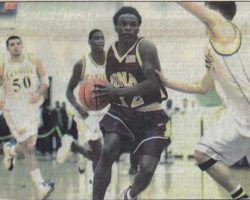 Maceo Wofford at Iona College during 2001-2002 season. <em>Post-Journal</em> (Jamestown), February 3, 2002. Maceo Wofford at Iona College during 2001-2002 season.