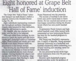 Eight honored at Grape Belt 'Hall of Fame' induction. 2003. Eight honored at Grape Belt 'Hall of Fame' induction. 2003.