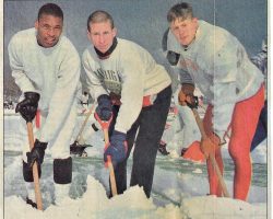 Jamestown Red Raiders clear field of snow for final practice before state championship game. <em>Post-Journal</em> (Jamestown), November 26, 1994. Jamestown Red Raiders clear field of snow for final practice before state championship game. November 26, 1994.
