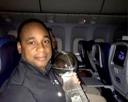 David Hinson with 2020 Super Bowl trophy. David Hinson with 2020 Super Bowl trophy.