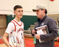 Scott Kindberg with Dominic Gonzalez at McElrath Gymnasium on February 12, 2026. Scott Kindberg with Dominic Gonzalez at McElrath Gymnasium on February 12, 2026.