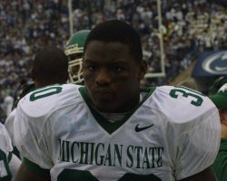 Jehuu Caulcrick with Michigan State. Jehuu Caulcrick with Michigan State.