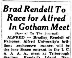Brad Rendell To Race for Alfred In Gotham Meet. <em>Jamestown Evening Journal,</em> May 24, 1939. Brad Rendell To Race for Alfred In Gotham Meet. May 24, 1939.