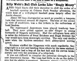 Billy Webb's Ball Club Look Like "Ready Money". <em>Jamestown Evening Journal</em>, May 26, 1930. Billy Webb's Ball Club Look Like "Ready Money". May 26, 1930.