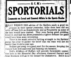 Sportorials. <em>Jamestown Evening Journal</em>, May 28, 1928. Sportorials. May 28, 1928.