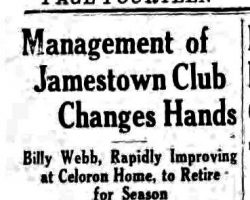 Management of Jamestown Club Changes Hands. <em>Jamestown Evening Journal</em>, August 14, 1935. Management of Jamestown Club Changes Hands. August 14, 1935.