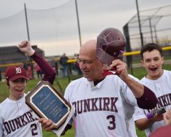 Frank Jagoda celebrates his 361 wins as Dunkirk coach. Frank Jagoda celebrates his 361 wins as Dunkirk coach.