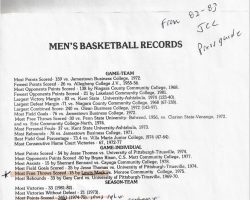 Jamestown Community College Mens Basketball Records. JCC Press Guide. 1982-83. Jamestown Community College Mens Basketball Records Mens Basketball Records.