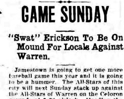Game Sunday. <em>Jamestown Evening Journal</em>, October 16, 1919. Game Sunday. October 16, 1919.