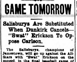 Game Tomorrow. <em>Jamestown Evening Journal</em>, October 18, 1919. Game Tomorrow. October 18, 1919.