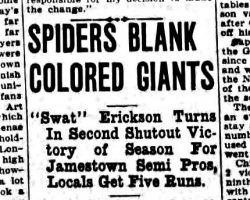 Spiders Blank Colored Giants. <em>Jamestown Evening Journal</em>, June 22, 1925. Spiders Blank Colored Giants. June 22, 1925.