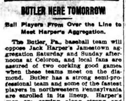 Butler Here Tomorrow. <em>Jamestown Evening Journal</em>, June 2, 1911. Butler Here Tomorrow. June 2, 1911.
