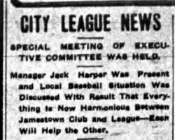 City League News. <em>Jamestown Evening Journal</em>, June 8, 1911. City League News. June 8, 1911.