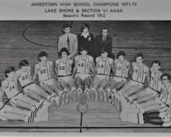 Jamestown High School Champions, 1971-72. Jim Young is third from left, number 22. Jamestown High School Champions, 1971-72.