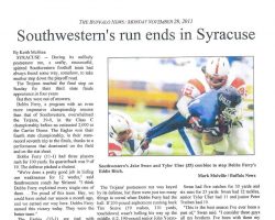 Southwestern's run ends in Syracuse. <em>Buffalo News</em>, November 28, 2011. Southwestern's run ends in Syracuse. November 28, 2011.