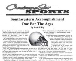 Southwestern Accomplishment One For The Ages. <em>Chautauqua Star</em>, November 15, 2010. Jay-Chaut-Star-11-15-10