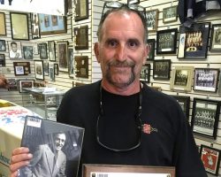 Jim Roselle's son, Jim Roselle, stopped by the CSHOF to honor his dad, the legendary WJTN radio broadcaster in 2017. Jim Roselle.
