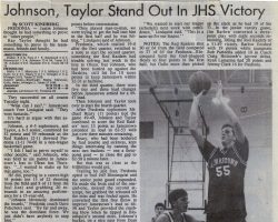 Johnson, Taylor Stand Out In JHS Victory. <em>Post-Journal</em> (Jamestown), December 11, 1991. Johnson, Taylor Stand Out In JHS Victory. December 11, 1991.
