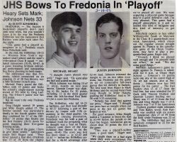 JHS Bows To Fredonia In 'Playoff'. <em>Post-Journal</em> (Jamestown), February 19, 1993. JHS Bows To Fredonia In 'Playoff'. February 19, 1993.