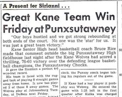 Great Kane Team Win Friday at Punxsutawney. 1965. Great Kane Team Win Friday at Punxsutawney. 1965.