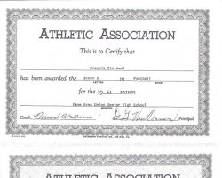 Kane Area Union Senior High football certificates. 1963 and 1964. Kane Area Union Senior High football certificates. 1963 and 1964.