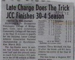 Late Charge Does The Trick JCC Finishes 30-4 Season. <em>Post-Journal</em> (Jamestown), March 11, 1975. Late Charge Does The Trick JCC Finishes 30-4 Season. March 11, 1975.