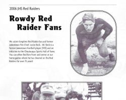 Les Beck featured in 2006 Jamestown High School football program. Les Beck, JHS football fan.