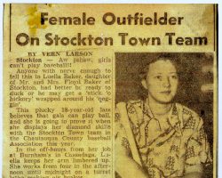Female Outfielder On Stockton Town Team. 1950. Female Outfielder On Stockton Town Team. 1950.