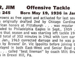 Jim McCusker with the Cleveland Browns, 1963. Jim McCusker with the Cleveland Browns, 1963.