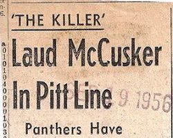Laud McCusker In Pitt Line. <em>Post-Journal</em> (Jamestown), September 9, 1956, McCusker9-19-56
